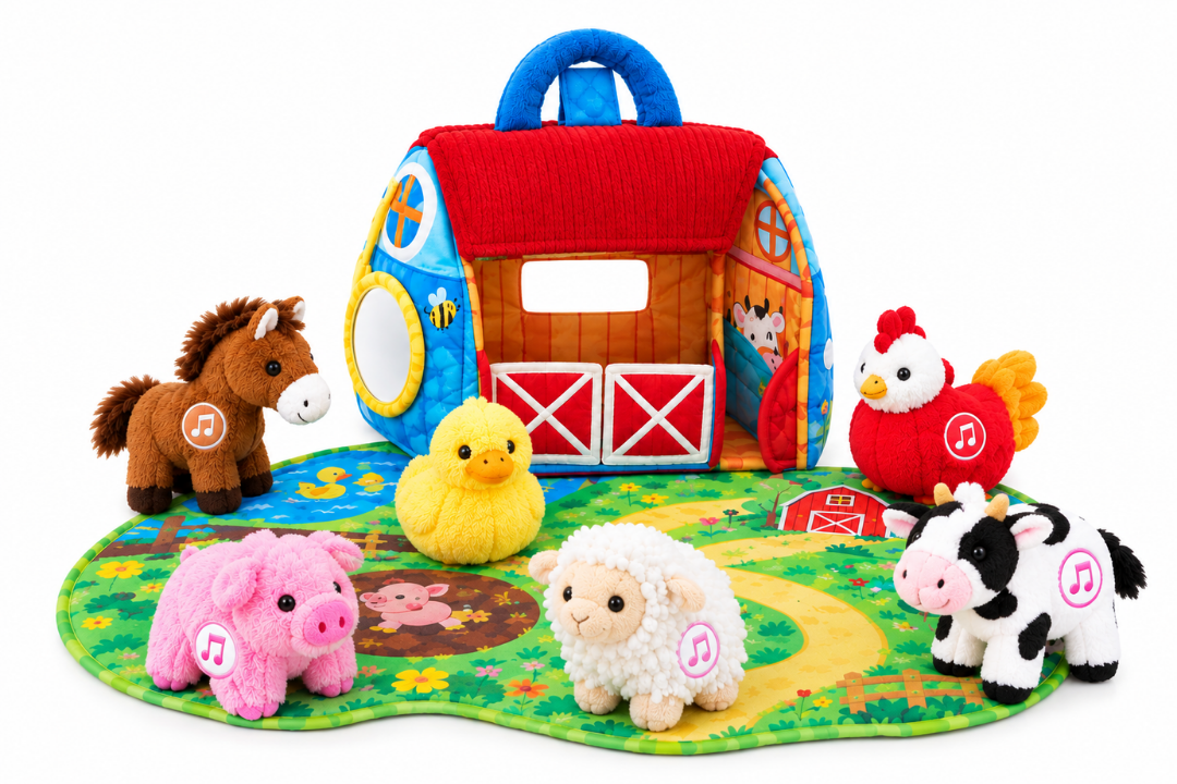 Granja Melodías: juguete de peluche para bebés desde 6 meses